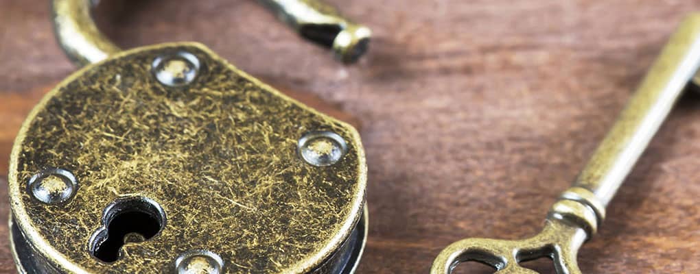 Gold lock and key