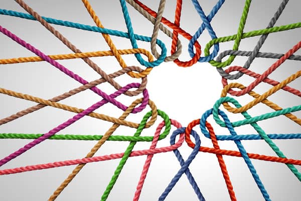 Heart made of coloured ropes